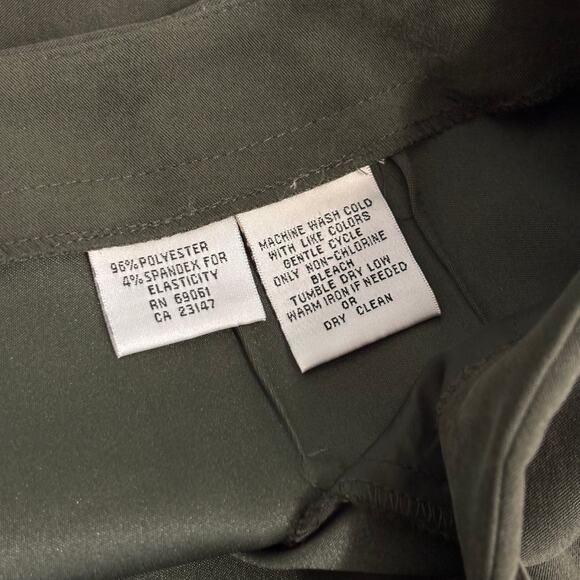 Vintage Talbots Pant Womens 14 Green Faux Suede Trouser Academia Tapered Stretch - Picture 11 of 11